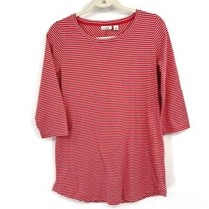 L.L. Bean coral white striped tunic top 100% cotton minimalist coastal cabincore